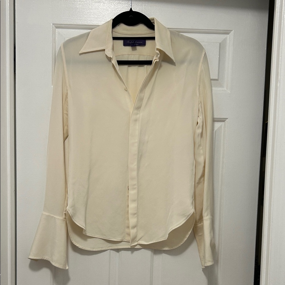 Ralph Lauren Purple Label Cream Button Down Shirt